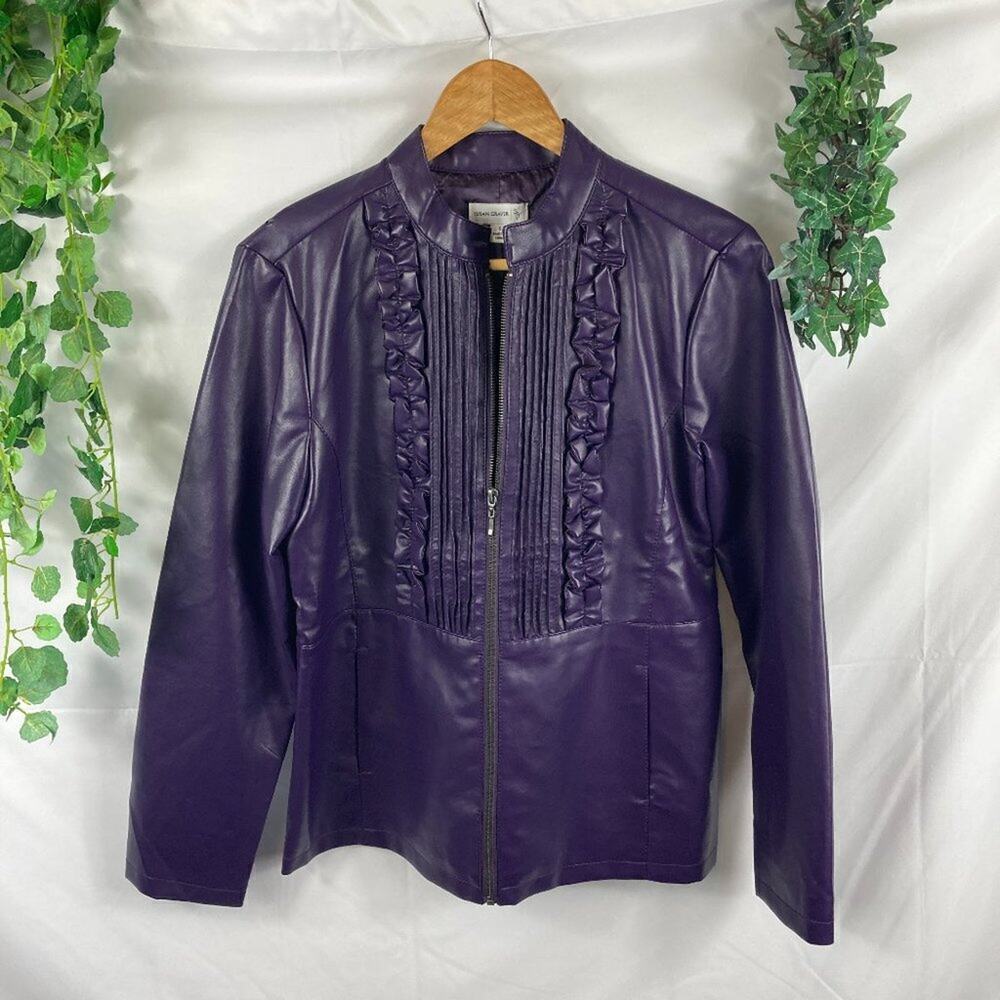 Susan Graver Ruffle Front Leather Jacket